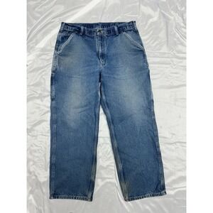 Carhartt Denim Carpenter Jeans Mens 36x28 Blue B13 DST Loose Fit Work Streetwear